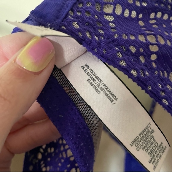 Victoria's Secret Purple and Nude Lace Lined Perfect Coverage Bra - Picture 9 of 10